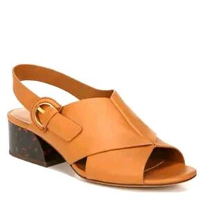 VINCE Women's Jetta Tortoiseshell Block Heel Sandals Cognac size 10